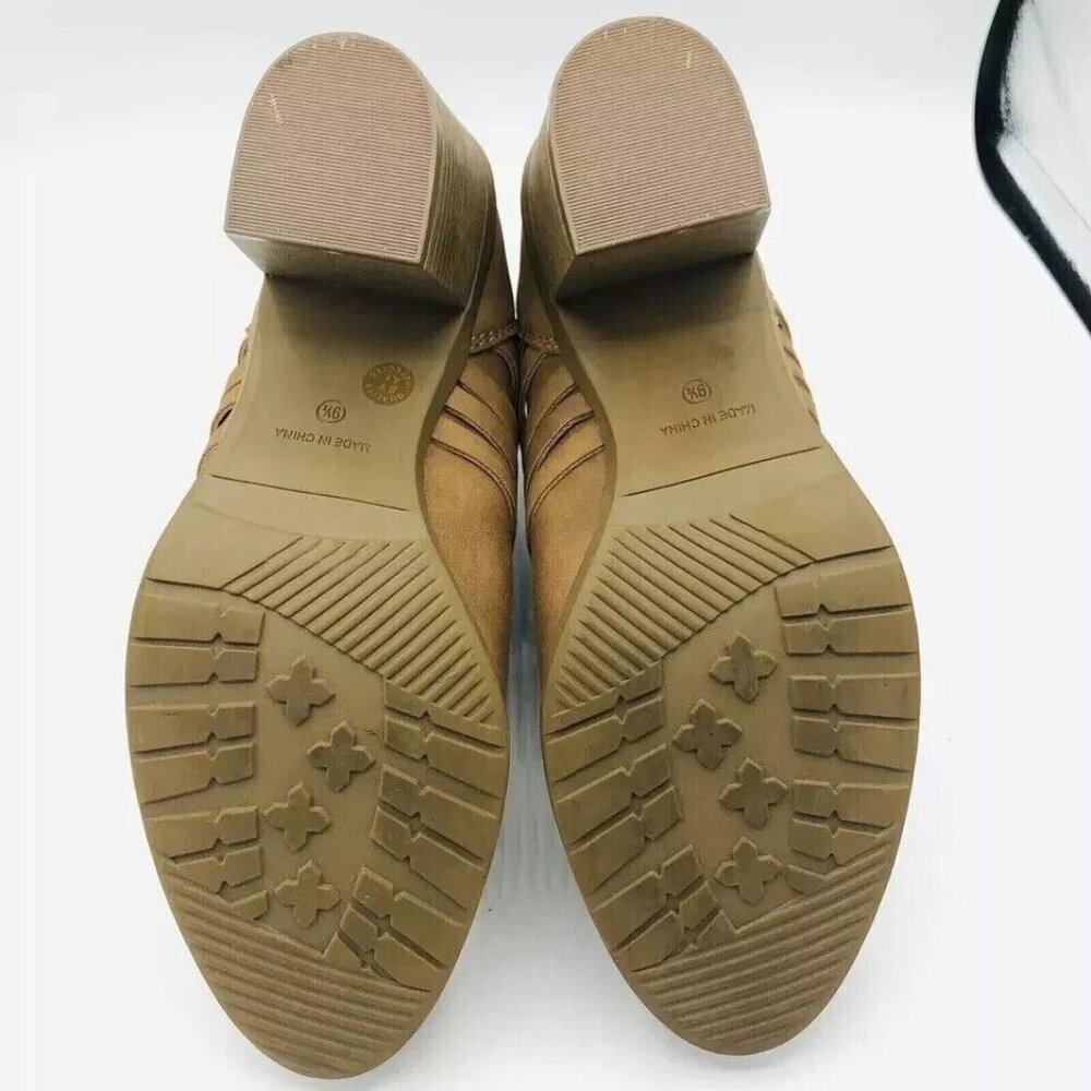 Arizona Jeans Womens Boots 9.5 Olympia Booties Memory Foam Brown Ankle Zip Weave - Picture 11 of 11